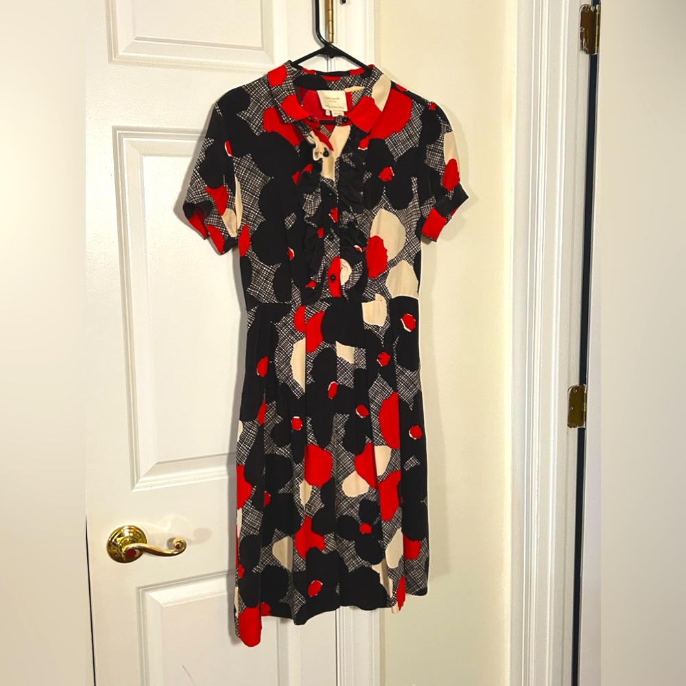 Kate Spade 100% Silk Flower Dot dress size 6